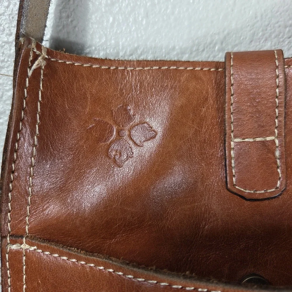 Patricia Nash Venezia Italian Leather  Crossbody Bag Cognac Brown Adjustable